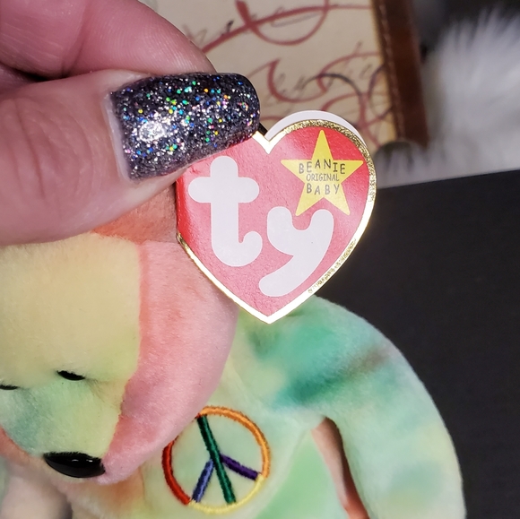 PEACE beanie baby bear RARE mint - Picture 8 of 13